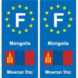 F Europe Mongolie Mongolia  autocollant plaque