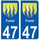 47 Fumel blason autocollant plaque stickers ville