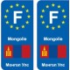 F Europe Mongolie Mongolia  autocollant plaque