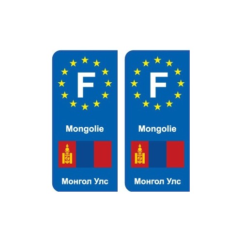 F Europe Mongolie Mongolia  autocollant plaque