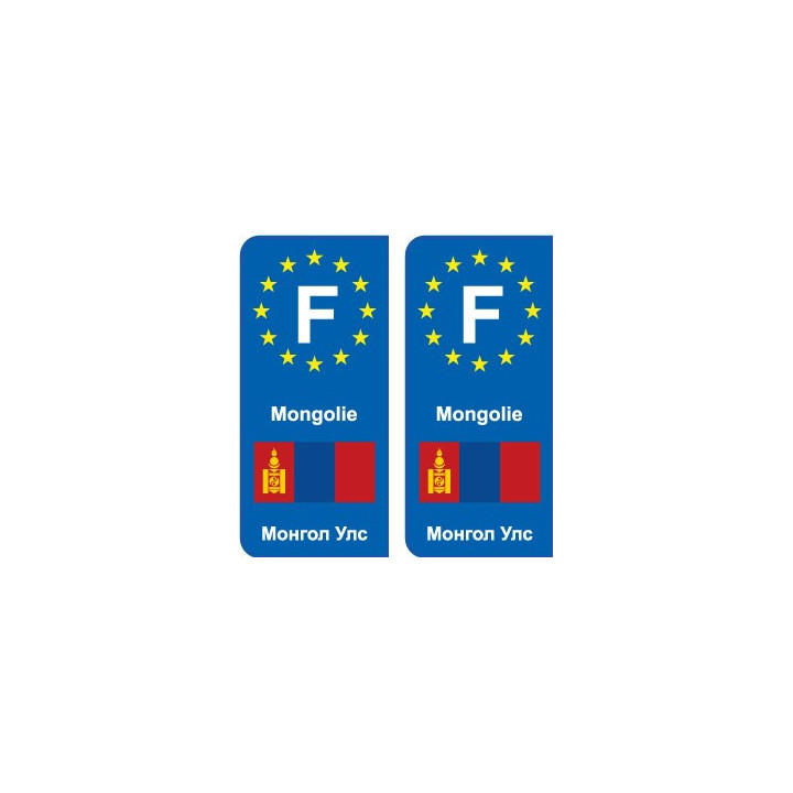 F Europe Mongolie Mongolia  autocollant plaque