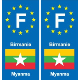 F Europe Birmanie Myanmar autocollant plaque
