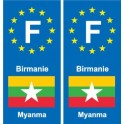 F Europe Birmanie Myanmar autocollant plaque