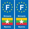 F Europe Birmanie Myanmar autocollant plaque