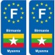 F Europe Birmanie Myanmar autocollant plaque
