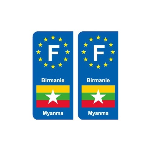 F Europe Birmanie Myanmar autocollant plaque