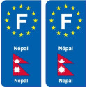F Europe Népal Nepal autocollant plaque