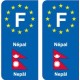 F Europe Népal Nepal autocollant plaque