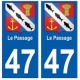 47 Le Passage blason autocollant plaque stickers ville