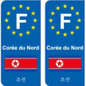 F Europe Corée du Nord North Korea autocollant plaque
