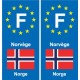 F Europe Norvège Norway  autocollant plaque