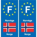 F Europe Norvège Norway 2 autocollant plaque