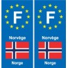 F Europe Norvège Norway  autocollant plaque