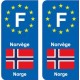 F Europe Norvège Norway  autocollant plaque