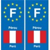 F Europe Pérou Peru autocollant plaque