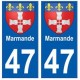 47 Marmande blason autocollant plaque stickers ville