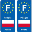F Europe Pologne Poland autocollant plaque