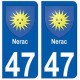 47 Nerac blason autocollant plaque stickers ville