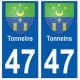 47 Tonneins blason autocollant plaque stickers ville