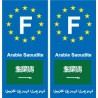 F Europe Arabie saoudite Saudi Arabia autocollant plaque