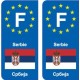 F Europe Serbie Serbia autocollant plaque