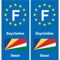 F Europe Seychelles autocollant plaque