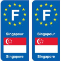 F Europe Singapour Singapore autocollant plaque