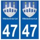 47 Villeneuve-sur-Lot blason autocollant plaque stickers ville