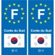 F Europe Corée du Sud South Korea  autocollant plaque