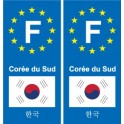 F Europe Corée du Sud South Korea  autocollant plaque