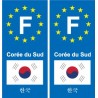 F Europe Corée du Sud South Korea  autocollant plaque