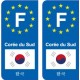 F Europe Corée du Sud South Korea  autocollant plaque