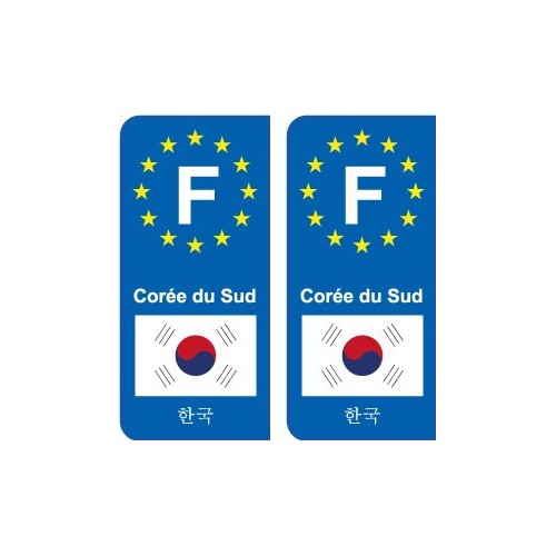 F Europe Corée du Sud South Korea  autocollant plaque