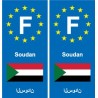 F Europe Soudan Sudan autocollant plaque