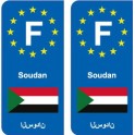 F Europe Soudan Sudan autocollant plaque