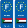 F Europe Soudan Sudan autocollant plaque