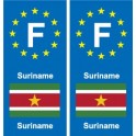 F Europe Suriname autocollant plaque