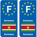 F Europe Suriname autocollant plaque