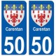 50 Carentan blason autocollant plaque stickers ville