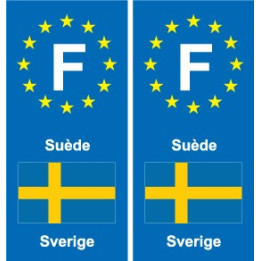 F Europe Suède Sweden autocollant plaque