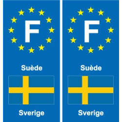 F Europe Suède Sweden autocollant plaque