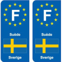F Europe Suède Sweden autocollant plaque