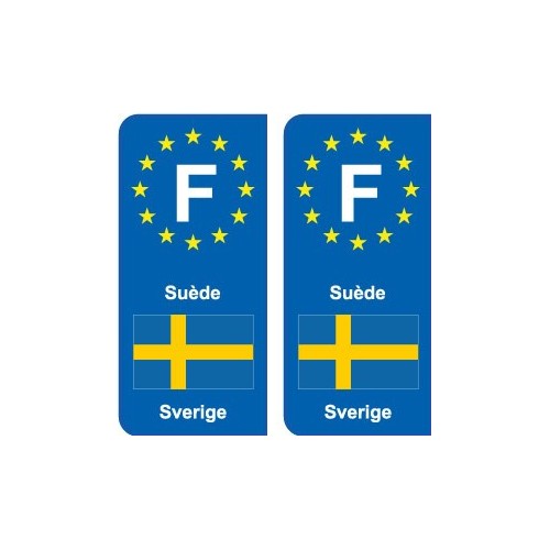F Europe Suède Sweden autocollant plaque
