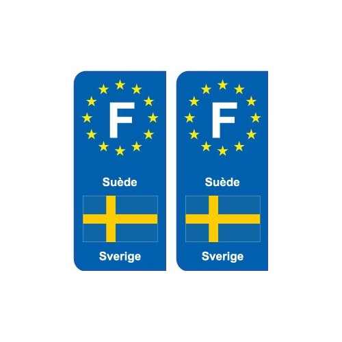F Europe Suède Sweden autocollant plaque
