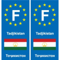 F Europe Tadjikistan autocollant plaque