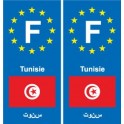 F Europe Tunisie Tunisia autocollant plaque