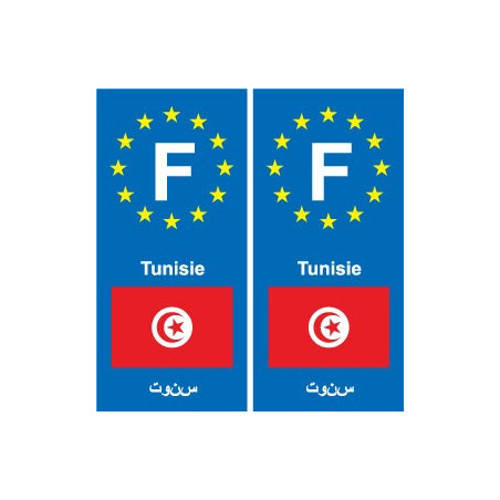 F Europe Tunisie Tunisia autocollant plaque