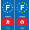 F Europe Tunisie Tunisia autocollant plaque