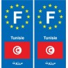 F Europe Tunisie Tunisia autocollant plaque