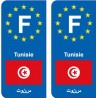 F Europe Tunisie Tunisia autocollant plaque
